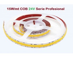 Tira LED Flexible 24V 15W/mt COB IP20 2500ºK, Serie Profesional, rollo de 5 mts